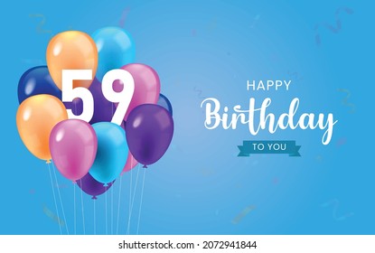 Happy 59th  birthday, Greeting card, Vector illustration design.
