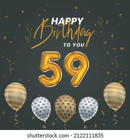 Happy 59th birthday, greeting card, vector illustration design.
