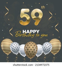 Happy 59th  birthday, greeting card, vector illustration design.
