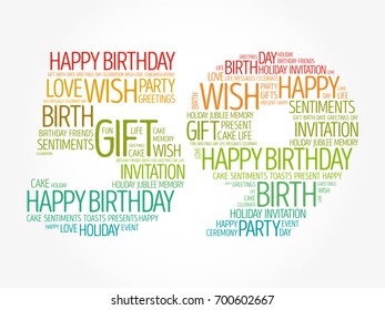 Happy 59th birthday word cloud collage concept