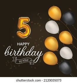 Happy 5th birthday, greeting card, vector illustration design.
