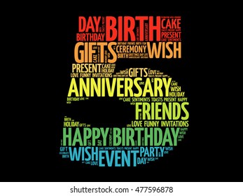 Happy 5th birthday word cloud collage concept