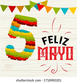 Happy 5th May card design for independence day of Mexico.  Feliz Cinco De Mayo.