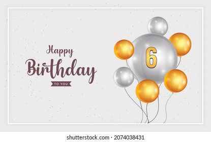 Happy 6 birthday, Greeting card, Vector illustration design.
