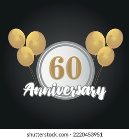 Happy 60th Anniversary Balloons Greeting Card Background. Balloons Greeting Card Background Vector Design