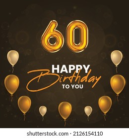 Happy 60th birthday, greeting card, vector illustration design.

