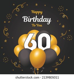 Happy 60th  birthday, greeting card, vector illustration design.
