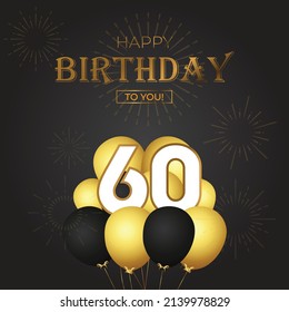 Happy 60th birthday, greeting card, vector illustration design.
