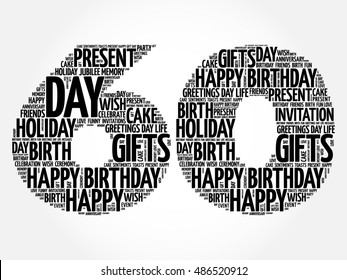 Happy 60th Birthday Word Cloud Collage Concept