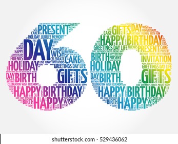 Happy 60th Birthday Word Cloud Collage Concept