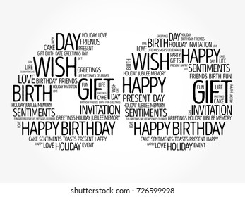 Happy 60th birthday word cloud collage concept