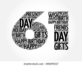 Happy 61st birthday word cloud collage concept