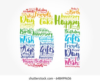 Happy 61st birthday word cloud collage concept