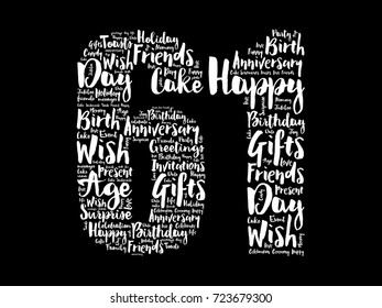 Happy 61st birthday word cloud collage concept
