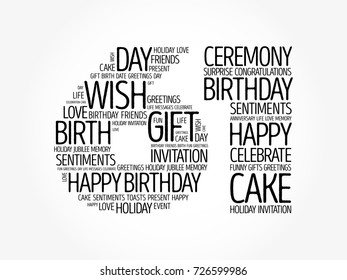 Happy 61st birthday word cloud collage concept