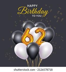 Happy 62nd Birthday Greeting Card Vector Stock Vector (Royalty Free ...