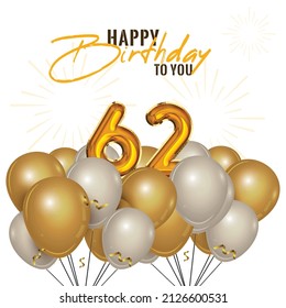 Happy 62nd birthday, greeting card, vector illustration design.
