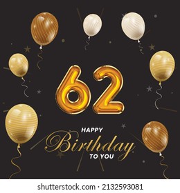 Happy 62nd Birthday Greeting Card Vector Stock Vector (Royalty Free ...