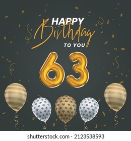 Happy 63rd Birthday Greeting Card Vector Stock Vector (Royalty Free ...