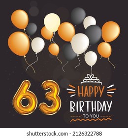 Happy 63rd Birthday Greeting Card Vector Stock Vector (Royalty Free ...