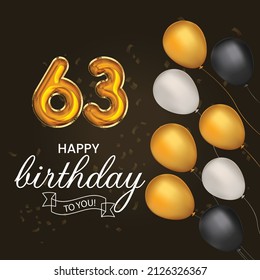 Happy 63rd Birthday Greeting Card Vector Stock Vector (Royalty Free ...