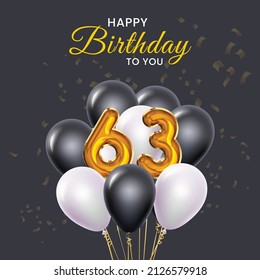 Happy 63rd Birthday Greeting Card Vector Stock Vector (Royalty Free ...