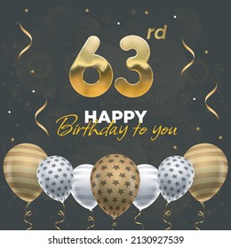 Happy 63rd Birthday Greeting Card Vector Stock Vector (Royalty Free ...