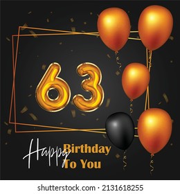 Happy 63rd Birthday Greeting Card Vector Stock Vector (Royalty Free ...