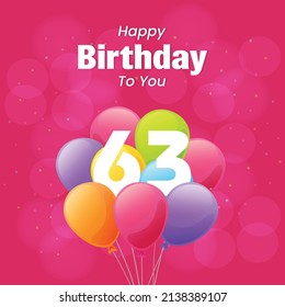 Happy 63rd Birthday Greeting Card Vector Stock Vector (Royalty Free ...