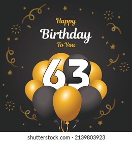 Happy 63rd Birthday Greeting Card Vector Stock Vector (Royalty Free ...