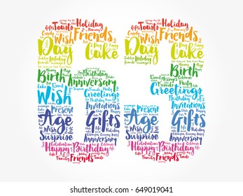 Happy 63rd birthday word cloud collage concept