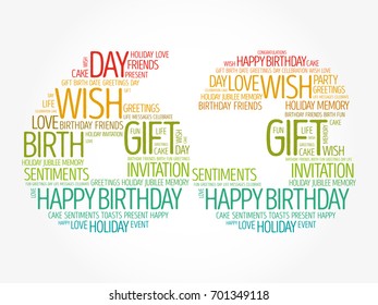 Happy 63rd birthday word cloud collage concept