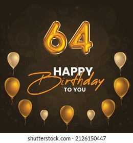 Happy 64th Birthday Greeting Card Vector Stock Vector (Royalty Free ...