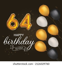Happy 64th birthday, greeting card, vector illustration design.

