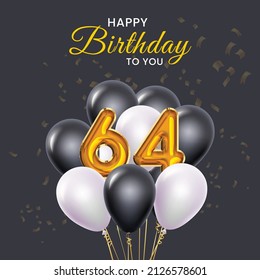 Happy 64th birthday, greeting card, vector illustration design.

