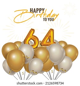 Happy 64th Birthday Greeting Card Vector Stock Vector (Royalty Free ...