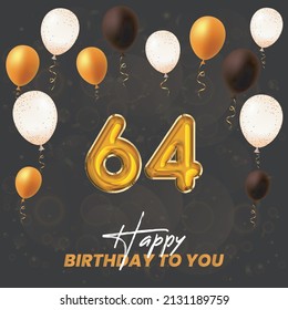 Happy 64th Birthday Greeting Card Vector Stock Vector (Royalty Free ...