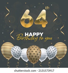 Happy 64th Birthday Greeting Card Vector Stock Vector (Royalty Free ...