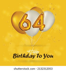 Happy 64th birthday, greeting card, vector illustration design.
