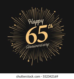 happy 65th anniversary. celebration logo with firework and dark background