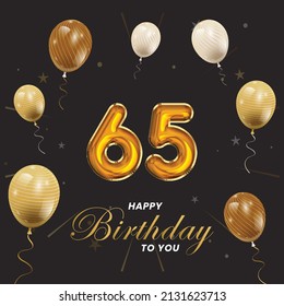 Happy 65th birthday, greeting card, vector illustration design.
