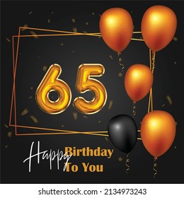 Happy  65th birthday, greeting card, vector illustration design.
