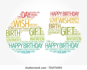 Happy 65th birthday word cloud collage concept