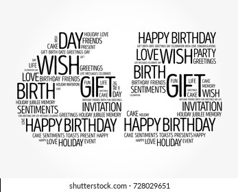 Happy 65th birthday word cloud collage concept