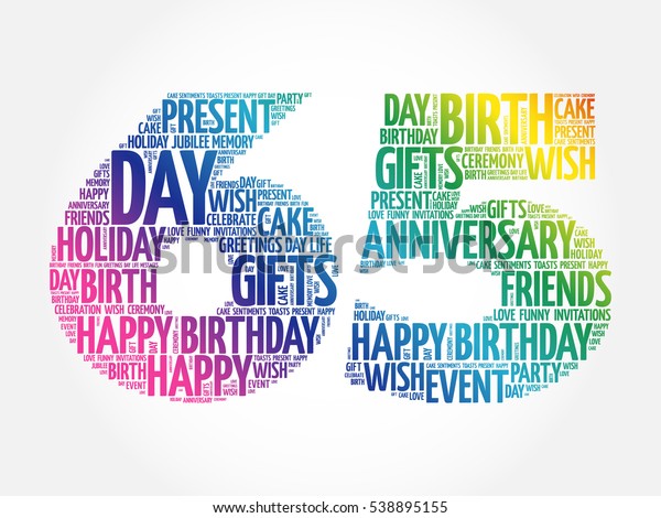 Happy 65th Birthday Word Cloud Collage Stock Vector (Royalty Free ...