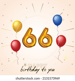 Happy 66th Birthday Greeting Card Vector Stock Vector (Royalty Free ...