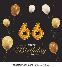 Happy 66th Birthday Greeting Card Vector Stock Vector (Royalty Free ...