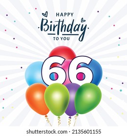 Happy 66th Birthday Greeting Card Vector Stock Vector (Royalty Free ...