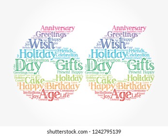Happy 66th birthday word cloud collage concept