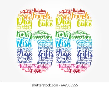Happy 66th birthday word cloud collage concept